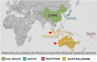 ZONES DE PRODUCTION DES PERLES D'AUSTRALIE