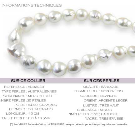 Collier de perles d'australie baroque