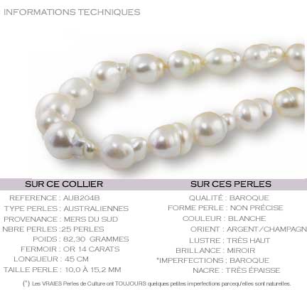 Collier de perles baroque d'australie