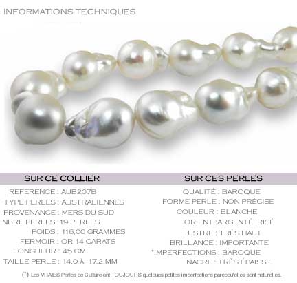 Collier de perles baroques d'australie