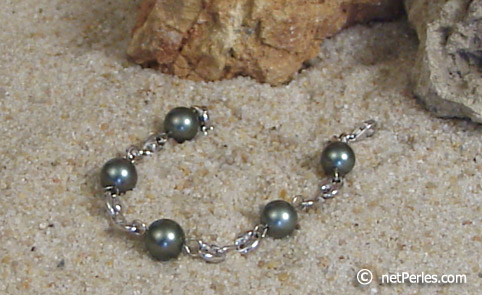 perles de tahiti et or maille cafe