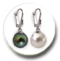 Boucles d'oreilels perles de Tahiti et Australie sur dormeuses