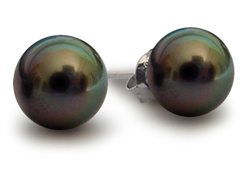 paire de boucles d'oreille de perles de tahii 12 � 13 mm