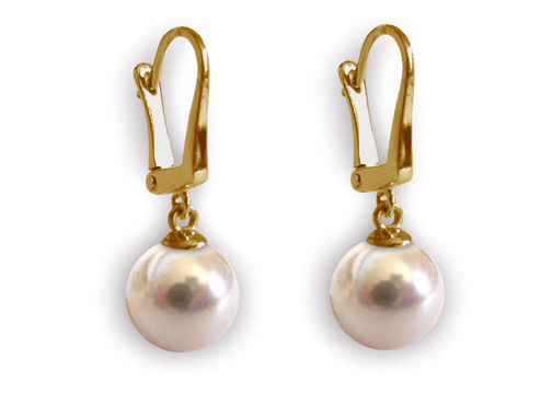 paire de boucles d'oreille de perles Akoya avec dormeuse