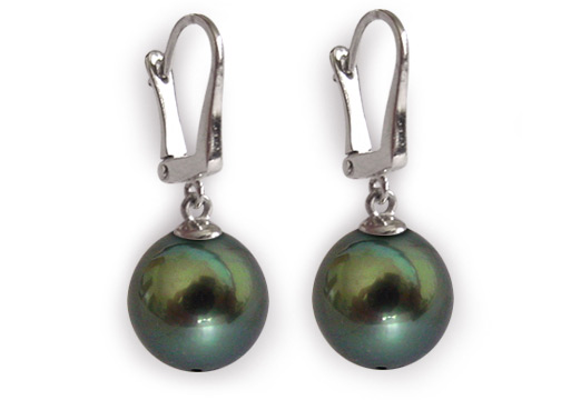 paire de boucles d'oreille dormeuse avec perles de tahiti