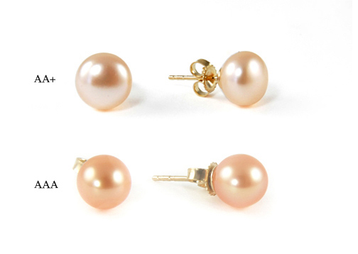 paire de boucles d'oreille de perles d'eau douce couleur p�che