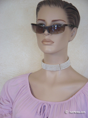 collier de perles d'eau douce ras de cou en 5 rangs