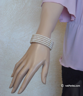 bracelet de perles d'eau douce ras de cou en 5 rangs