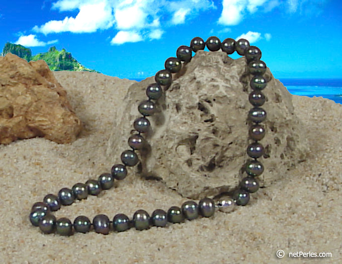 Collier de perles de culture noires