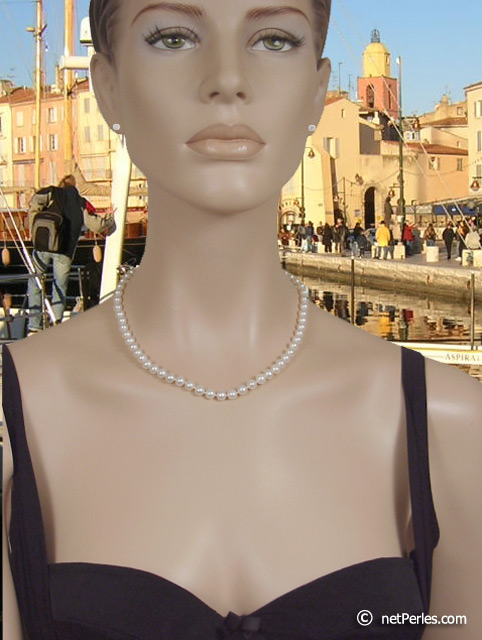Parure de bijoux de perles d'eau douce de 6 � 7 mm