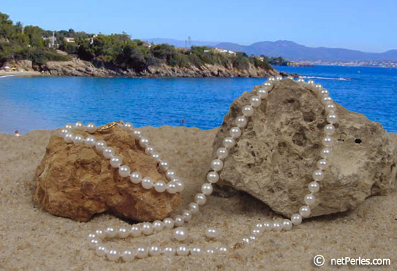 Parure de bijoux de perles d'eau douce de 6 � 7 mm