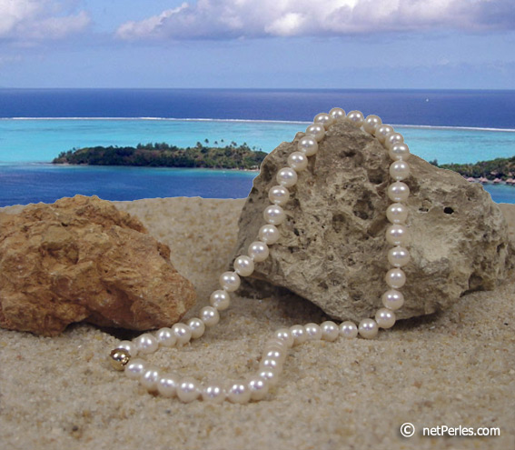 Collier de perles d'eau douce de 8 ù 9 mm