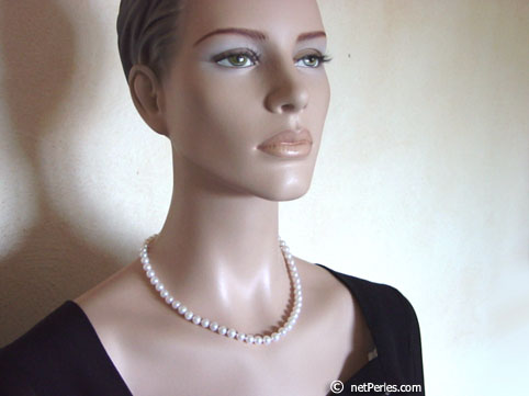 Collier de perles de culture blanches de 7,5 mm