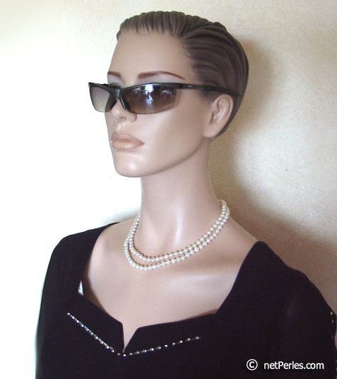 collier de perles blanches double rang