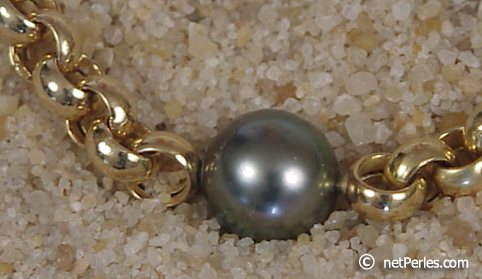 bracelet original or 18 carats maille jason et perles de tahiti
