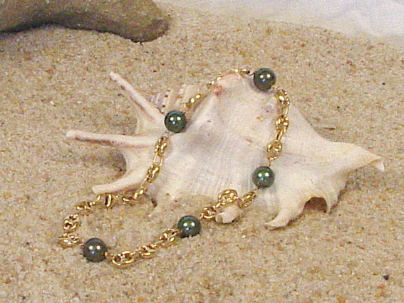 bracelet de cheville or et perles de tahiti