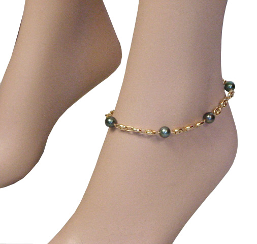 bracelet de cheville or et perles de tahiti