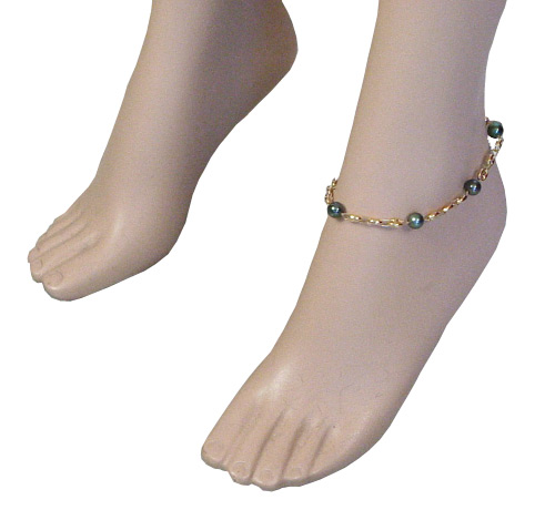 bracelet de cheville or et perles de tahiti