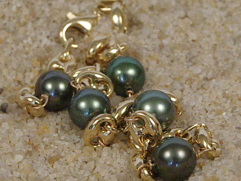 bracelet de cheville or et perles de tahiti
