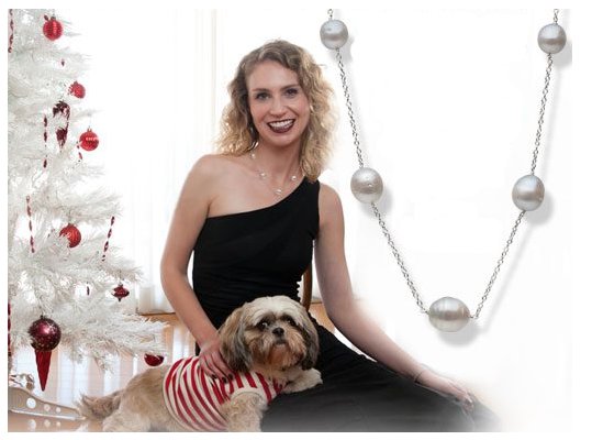 Cadeau Noel - Collier de perles d'Australie baroques sur chaine