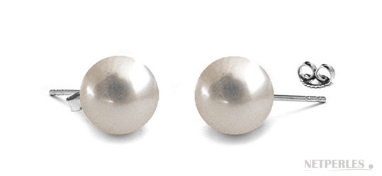 paire de boucles d'oreilles de perles de culture d'australie blanches
