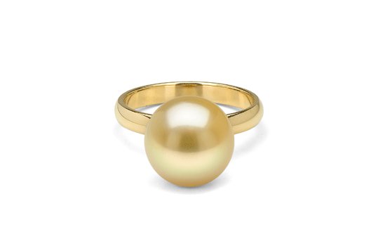 Bague Classique avec perle d'Australie dor&eacute;e 10-11 mm