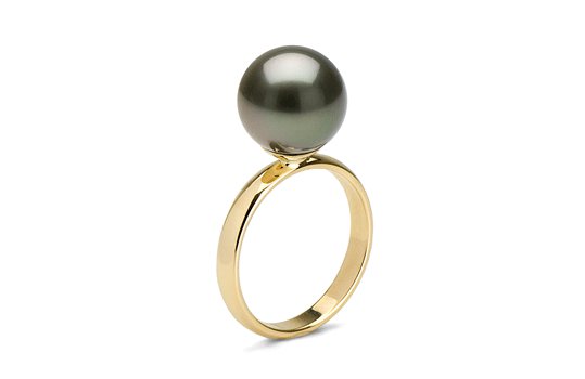Bague Classique Or Jaune avec perle de Tahiti