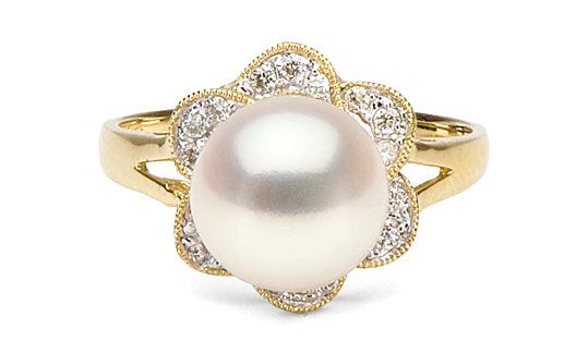 Bague Floraison avec perle Doucehadama blanche