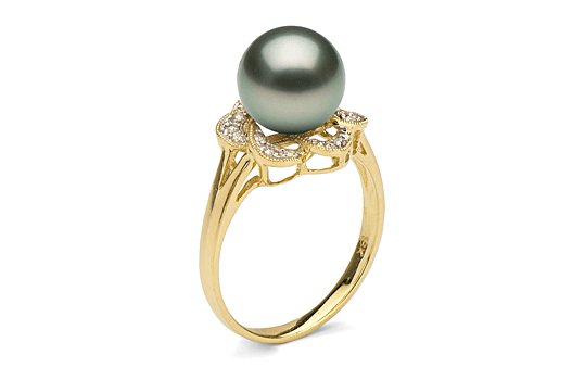 Bague Floraison avec perle de culture de Tahiti
