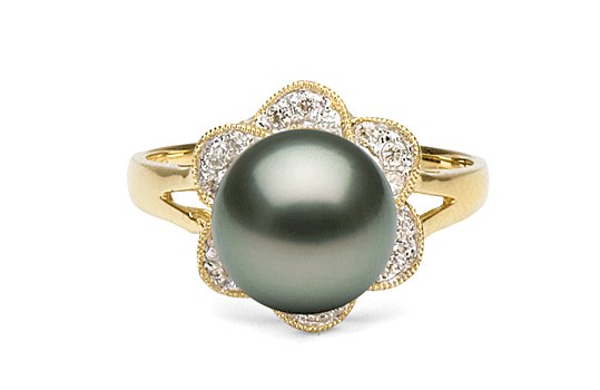 Bague Floraison avec perle de Tahiti