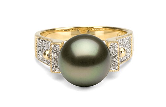 Bague Orbite or jaune avec perle de Tahiti