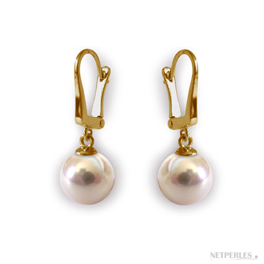 Paire de boucles d'oreilels de perles de culture d'akoya sur dormeuses
