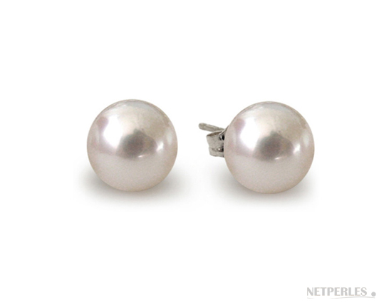 Boucles d'Oreilles de perles de culture d'australie blanches qualit&eacute; AAA