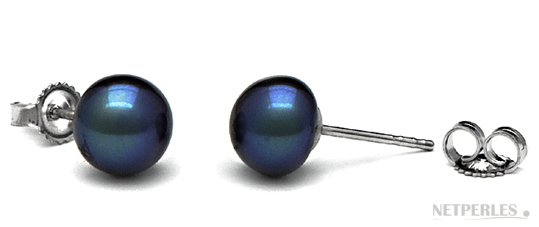 paire de boucles d'oreilles de perles de culture d'eau douces noires qualit&eacute; AA+