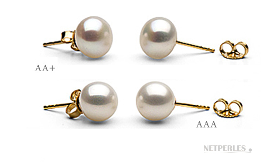 Paire de boucles d'oreilles de perles de culture d'eau douce blanches