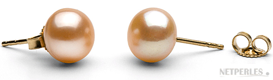 Paire de boucles d'oreilles de perles de culture d'eau douce peche qualit&eacute; AA+