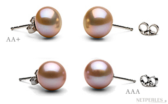 Paire de boucles d'oreilles de perles de culture d'eau douce lavande gros diametre