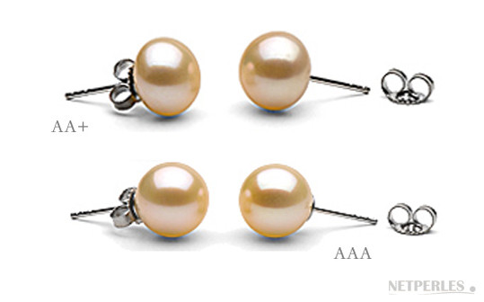 Paire de boucles d'oreilles de perles de culture d'eau douce pêche qualité AA+ ou AAA