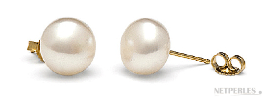 paire de boucles d'oreilles de perles de culture d'eau douce blanches qualité AA+