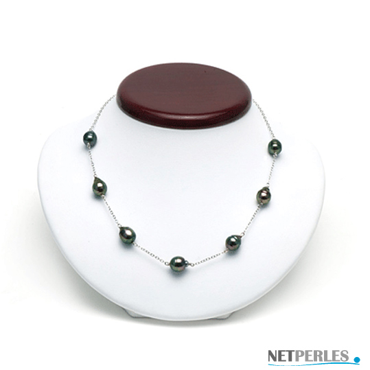 COLLIER BAROQUE DE PERLES DE TAHITI SUR CHAINE OR