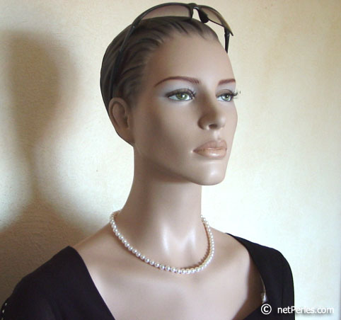 Collier de perles de culture d'Akoya blanches 45 cm AAA ou AA+