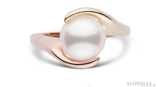 Bague Demain en Or Jaune ET Or Rose avec perle Akoya 8-8,5 mm AAA Bague Demain en Or Jaune ET Or Rose avec perle Akoya 8-8,5 mm AAA