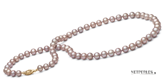 Collier de perles de culture d'eau douce lavande