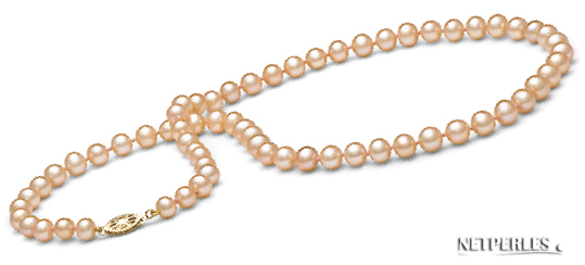 collier de perles de culture d'eau douce couleur naturelle : p&ecirc;che