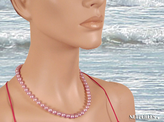 collier de perles de culture " lavande"