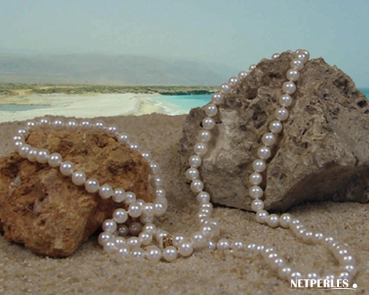 Long collier de perles de culture d'eau douce blanches