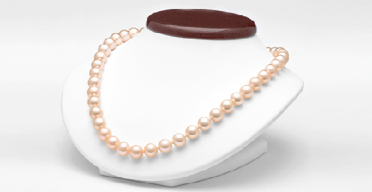 Collier de perles de culture d'eaudeouce couleur naturelle p&ecirc;che