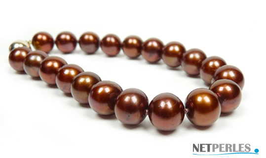 BRACELET DE PERLES DE CULTURE D'EAU DOUCE TEINTEE CHOCOLAT