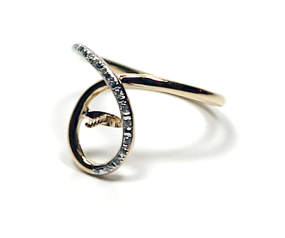 Bague or jaune 18 carats et diamants pour perle de culture