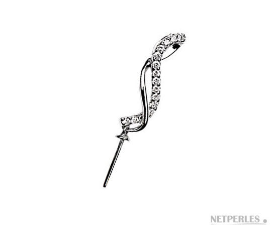 Pendentif or gris 18 carats et diamants